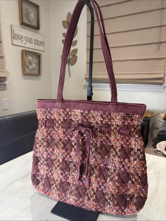 Vera Bradley Handbags - Vera Bradley Cinch Quilted Tweed Tote in Wine and Multicolor